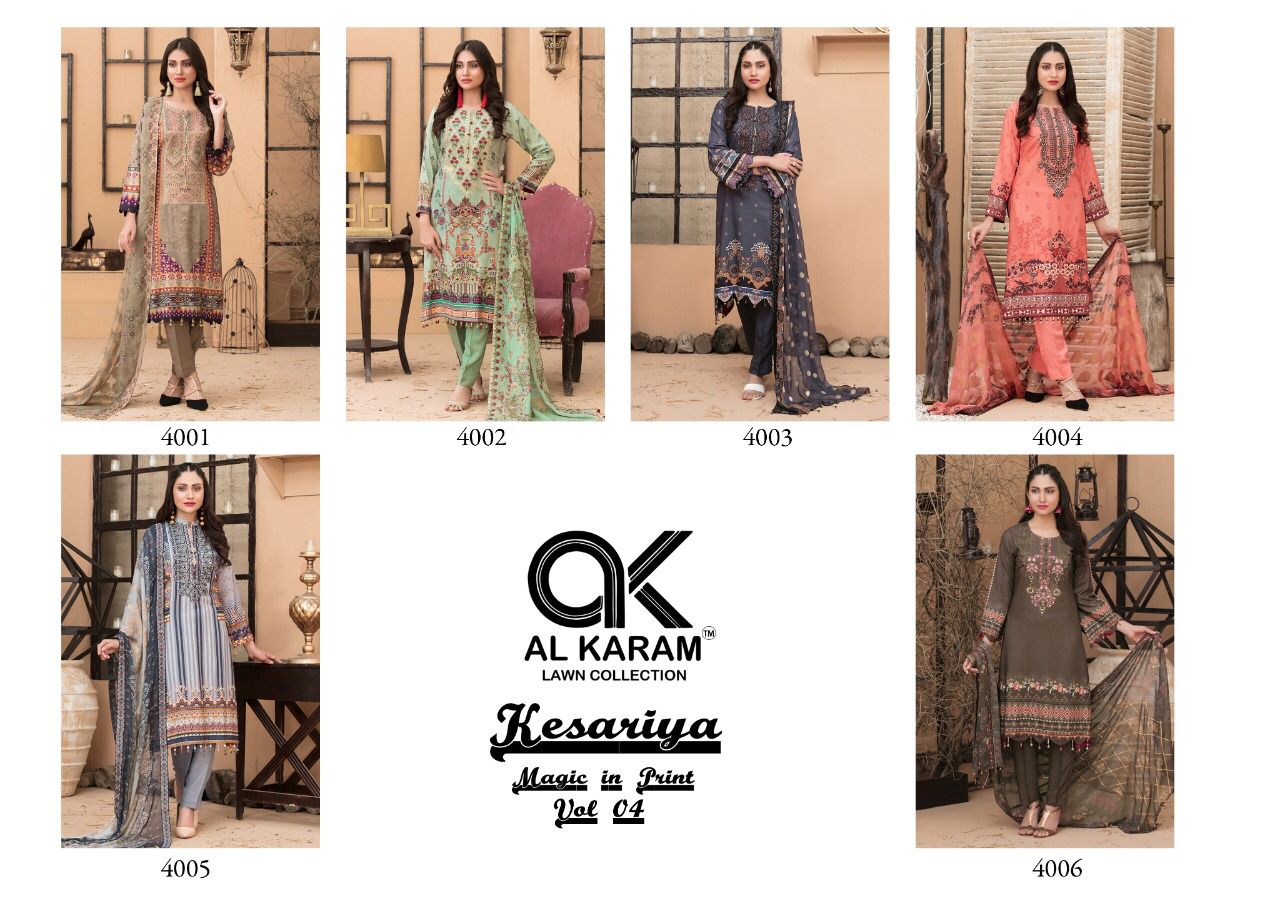 Al Karam Kesariya 4 Casual Daily Wear Karachi Cotton Dress Material Collection